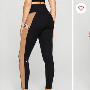 Fabletics Black and Tan Leggings with Pocket